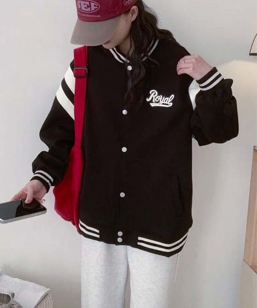 刺繍ロゴ付きスタジャン サイズ3 ブラック/ホワイト 950695401188a585663dd8610b0e19