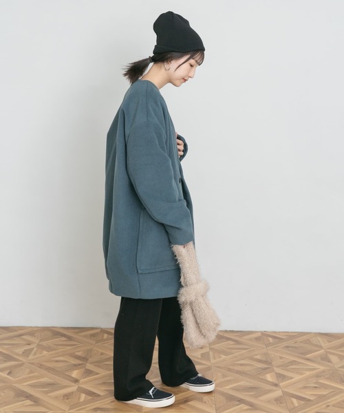 「UR Lab.」 ノーカラーコート FREE レッド レディース_画像9