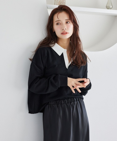 ポロシャツ ポロ 裏起毛ドットJQ レディース mysty woman ポロシャツ ポロ ミニ裏毛ラガーシャツ 327833