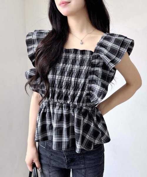 【未使用】HIAND ぺブラムフリルシャツ 未使用】HIAND ぺブラムフリルシャツ