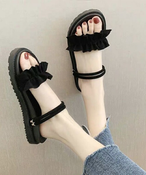 【上品な美脚デザイン♪】CHANEL 厚底サンダル セール】厚底サンダル クロスライン美脚サンダル（サンダル