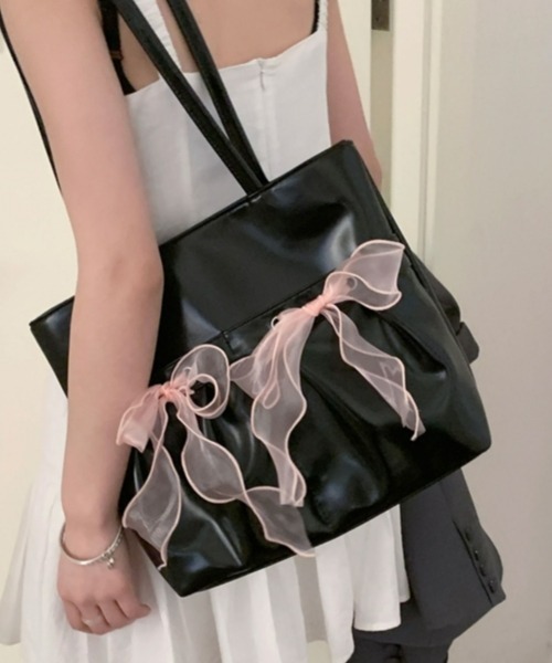 gossip!ロサンゼルス トートバッグ Y2Kガーリー＊リボン付き大容量