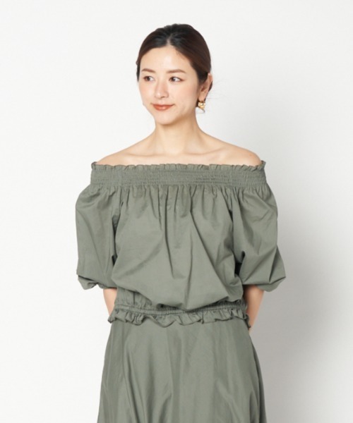 ブラウス シャツ COTTON LAWN OFF SHOULDER BLOUSE レディース