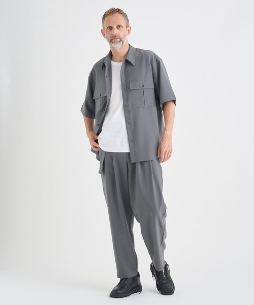 シャツ 「ATTACHMENT/アタッチメント」別注 PE CONPACT TWILL W POCKET S/S SHIRT/セットアップ対応 メンズの画像