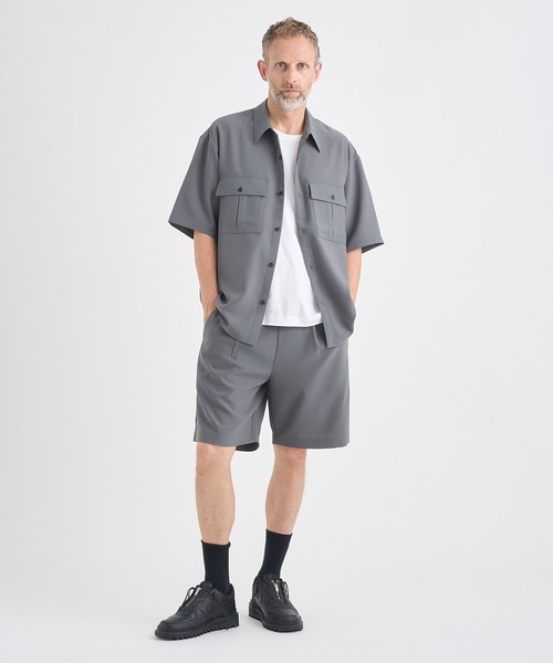 シャツ 「ATTACHMENT/アタッチメント」別注 PE CONPACT TWILL W POCKET S/S SHIRT/セットアップ対応 メンズの画像