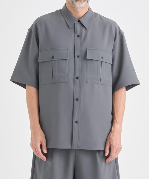シャツ 「ATTACHMENT/アタッチメント」別注 PE CONPACT TWILL W POCKET S/S SHIRT/セットアップ対応 メンズの画像