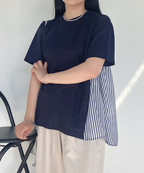 AS KNOW tシャツ ○接触冷感 カノコ切り替え異素材半袖プル