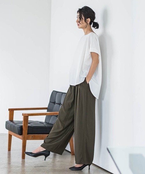 tシャツ 「WEB限定」前後ドッキングフレアTシャツ「洗濯機で洗える」 レディース メイソングレイ MAYSON GREY 【WEB限定】前後ドッキングフレアT