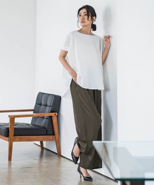 tシャツ リュクスデイリーカットソー「洗濯機で洗える」 レディース la.f tシャツ 「WEB限定」ゆったりシルエットカットソー