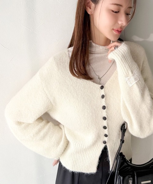 【新品タグ付】DEMYLEE マルチカラーボタン カーディガン 別注 田中亜希子さんコラボ ]選べる2丈 前後2Wayニュアンスボタン