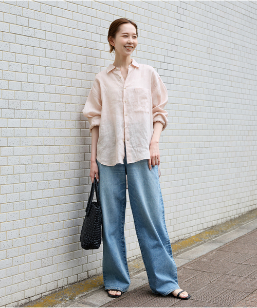 美品♪ジャーナルスタンダード　リネンレギュラーカラーシャツ　ピンク　ゆったり JOURNAL STANDARD ブラウス シャツ 「追加2」リネンレギュラー