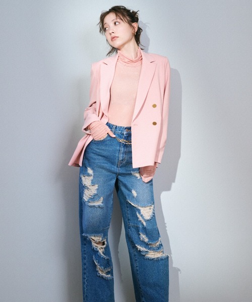 Lily Brown デニム　ダメージ　可愛い LILY BROWN 「LILY BROWN」 ダメージ加工デニムパンツ 0