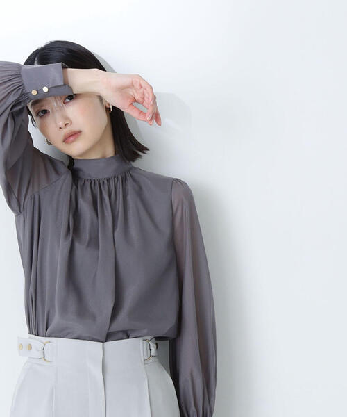 「NATURAL BEAUTY BASIC」 7分袖ブラウス SMALL チャコールグレー レディース NATURAL BEAUTY BASIC 「NATURAL BASIC」 長袖ブラウス SMALL