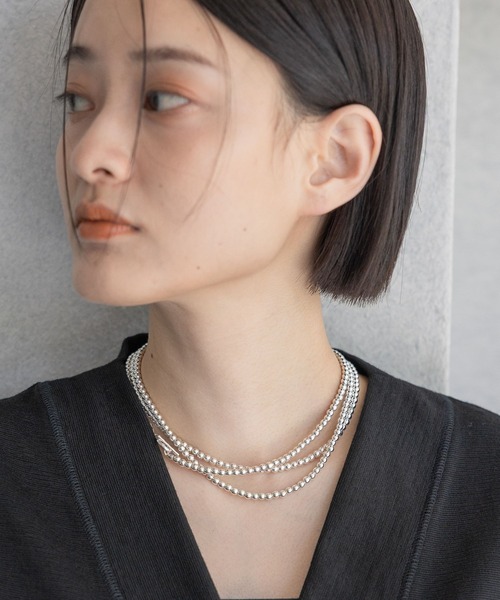 ネックレス ヘマタイトビーズロングネックレス「追加2」 レディースの画像