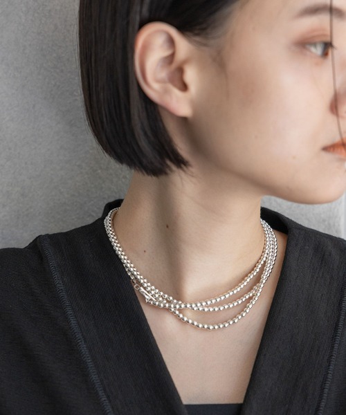 ネックレス ヘマタイトビーズロングネックレス「追加2」 レディースの画像