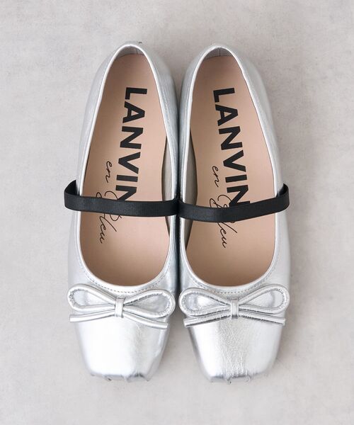 LANVIN en Bleu バレエシューズ パンプス レザーリボンバレエシューズ