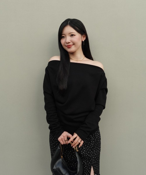 ドレープデザイン カジュアルトップス 38 AZUL BY MOUSSY | ドレープ長袖ニットトップス (ニット ) |SHEL'TTER