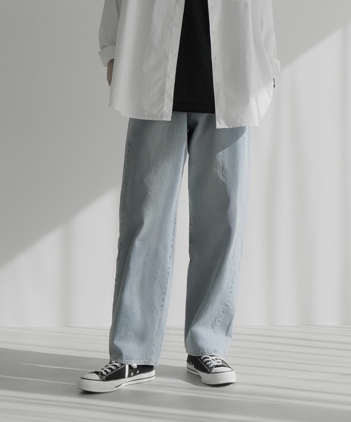 「remer」 加工デニムパンツ LARGE サックスブルー メンズ