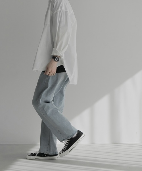 「remer」 加工デニムパンツ LARGE サックスブルー メンズ