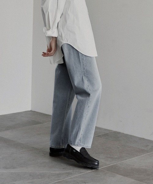 「remer」 加工デニムパンツ LARGE サックスブルー メンズ