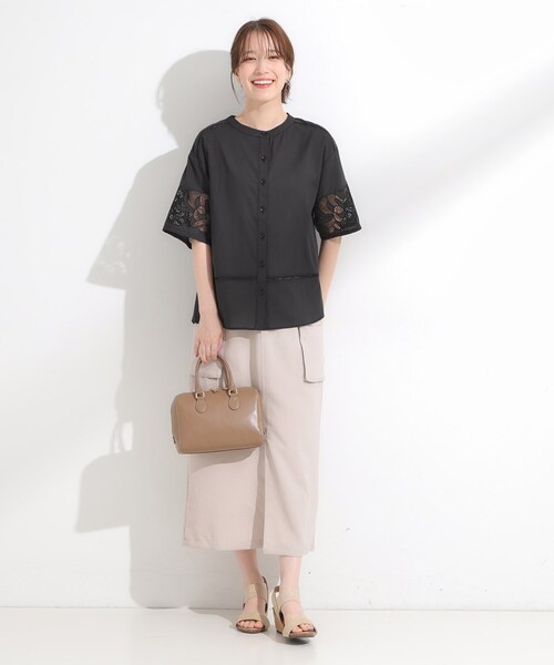 SHOO・LA・RUE ブラウス シャツ 「S-LL/6分袖」インせず抜け感