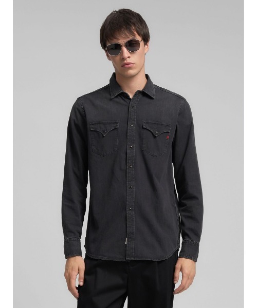 リプレイ（REPLAY）/ブラックデニム ウエスタンシャツ REPLAY（リプレイ） シャツ ブラックデニム ウエスタンシャツ メンズ