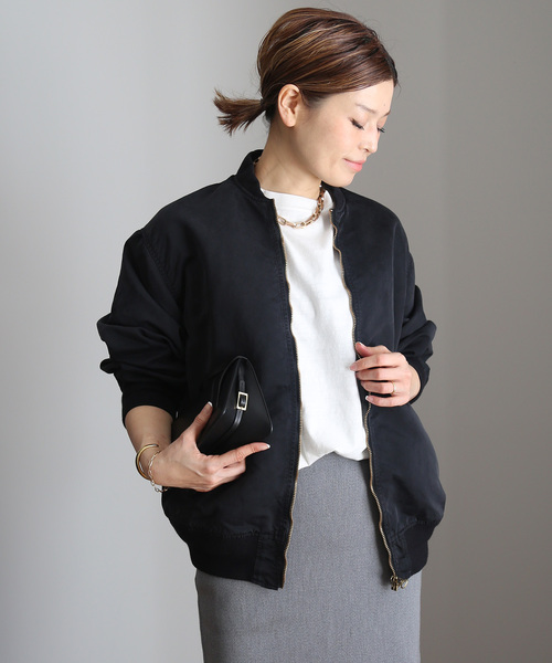 ドゥーズィエムクラス　ブルゾン　黒　パーカー　ナイロン混　金ボタン　FREE Deuxieme Classe（ドゥーズィエムクラス） ナイロンブルゾン FREE