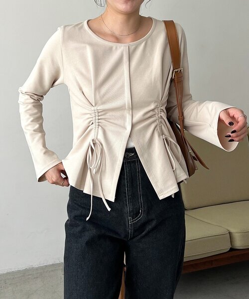 即購入OK カプリシュレマージュ　ドロストリブTシャツ CAPRICIEUX LE'MAGE（カプリシューレマージュ） tシャツ ドロストリブT