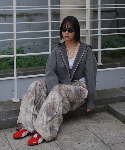 レディース BONBOM×Ameri BONDING CORSET PARKAグレーF新品