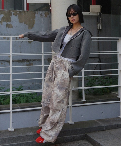 レディース BONBOM×Ameri BONDING CORSET PARKAグレーF新品