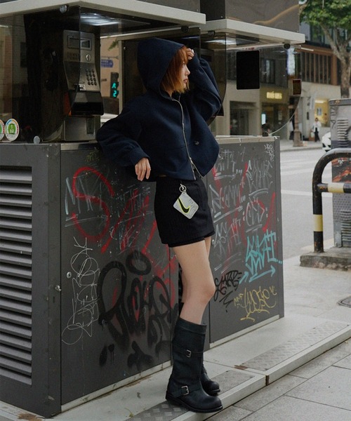 レディース BONBOM×Ameri BONDING CORSET PARKAグレーF新品