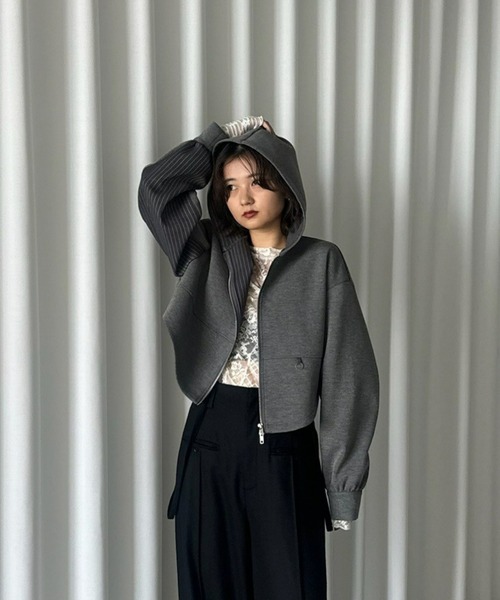 レディース BONBOM×Ameri BONDING CORSET PARKAグレーF新品