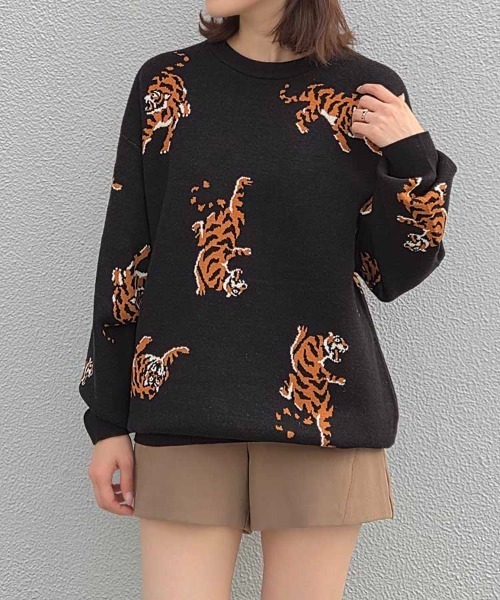 Bleu Bleuet（ブルーブルーエ） ニット セーター アニマル総柄ニット