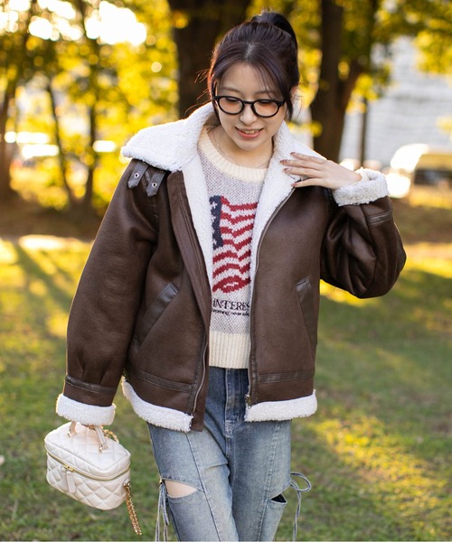 ブルゾン アウター 「フェイクムートン×フライト」レディース