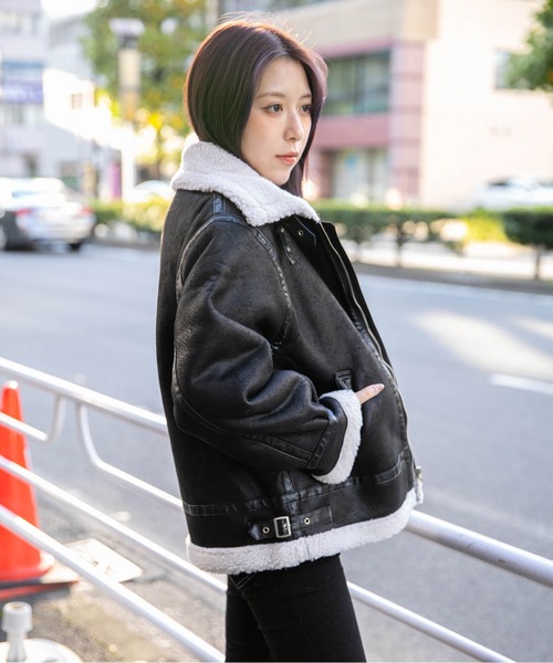 ブルゾン アウター 「フェイクムートン×フライト」レディース