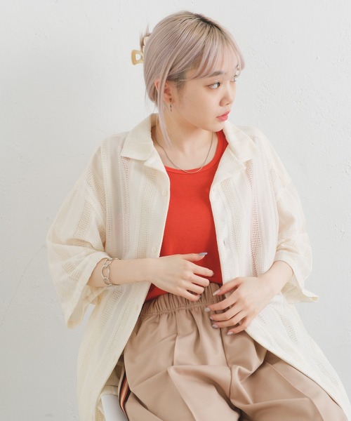 「WHIMSIC」 7分袖シャツ FREE ホワイト メンズ_画像6