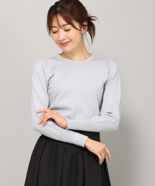 「MISCH MASCH」 長袖ニット フリ- ライトブルー レディース_画像8