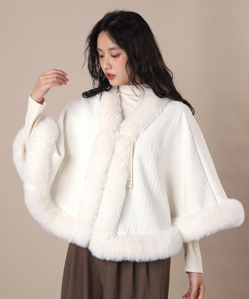 gossip!ロサンゼルス ポンチョ 「Y2Kガーリー」レトロファー付き