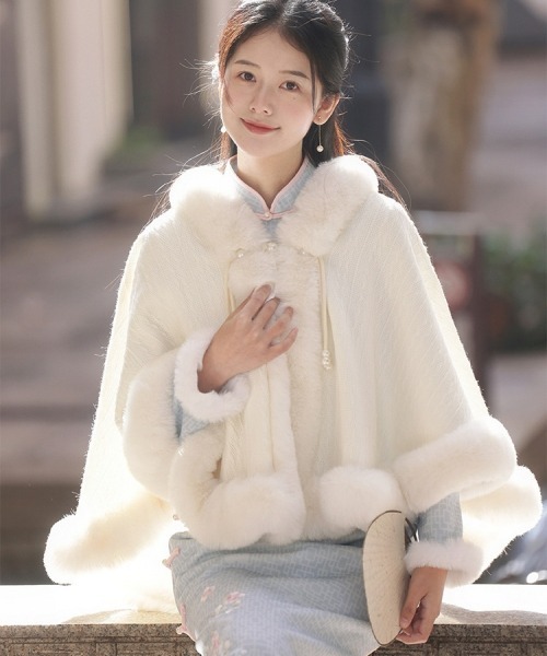 gossip!ロサンゼルス ポンチョ 「Y2Kガーリー」レトロファー付き