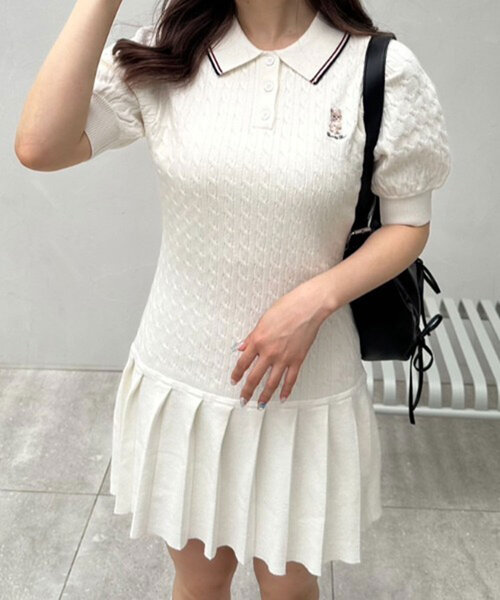 「OLIVE des OLIVE」 半袖ワンピース FREE オフホワイト レディース_画像2