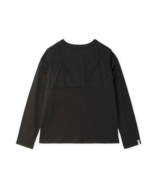 null.（ヌル） tシャツ ビスチェオープンショルダーロングTシャツ