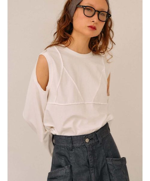 即完売品 新品未使用 null. ビスチェオープンショルダーロングTシャツ null.（ヌル） tシャツ ビスチェオープンショルダーロングTシャツ