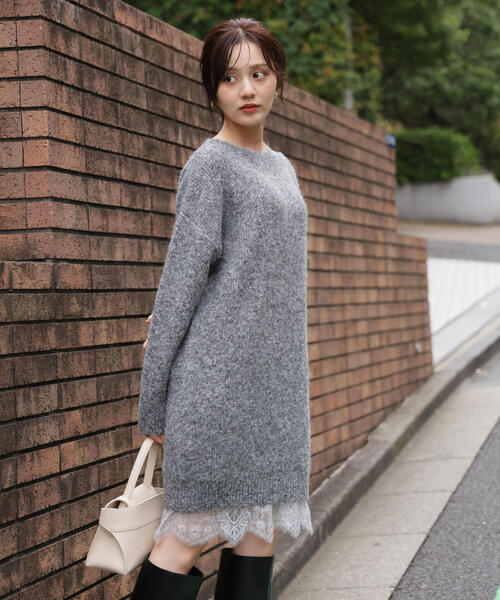 EDIT COLOGNE（エディットコロン） ワンピース 「E」レースレイヤード