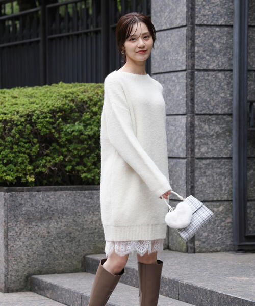 EDIT COLOGNE（エディットコロン） ワンピース 「E」レースレイヤード