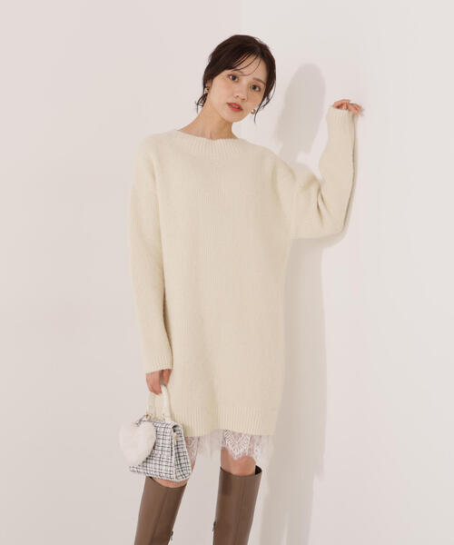 EDIT COLOGNE（エディットコロン） ワンピース 「E」レースレイヤード