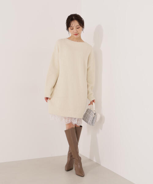 EDIT COLOGNE（エディットコロン） ワンピース 「E」レースレイヤード