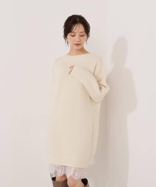 EDIT COLOGNE（エディットコロン） ワンピース 「E」レースレイヤード