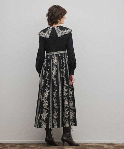 グレースコンチネンタル　刺繍入り黒ワンピース 49,500円 サイズ2-36 GRACE CONTINENTAL（グレースコンチネンタル） ワンピース パターン