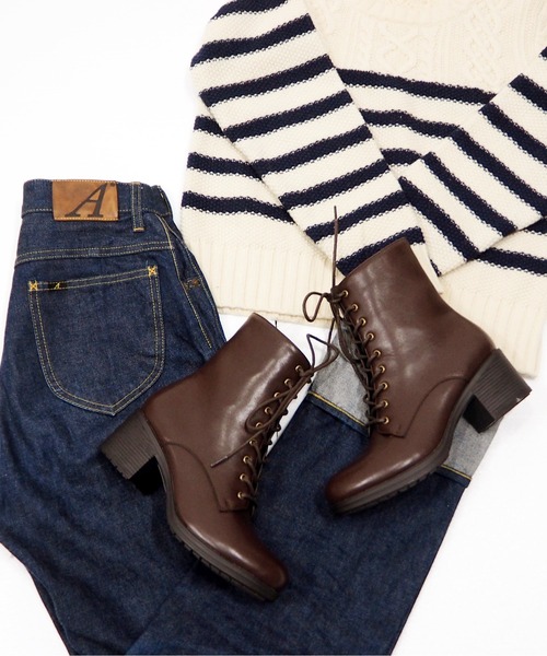 「byあしながおじさん」 ショートブーツ 24.0cm グレイッシュベージュ レディース_画像3