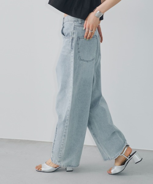 「Aunt Marie's」 デニムパンツ LARGE ライトブルー レディース_画像3